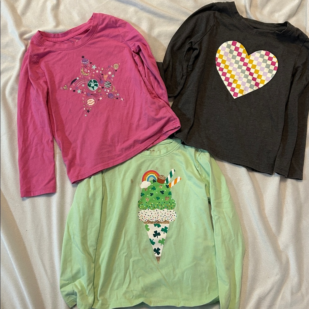 Cat & Jack Long Sleeve Tees - Pink, Green, and Gray